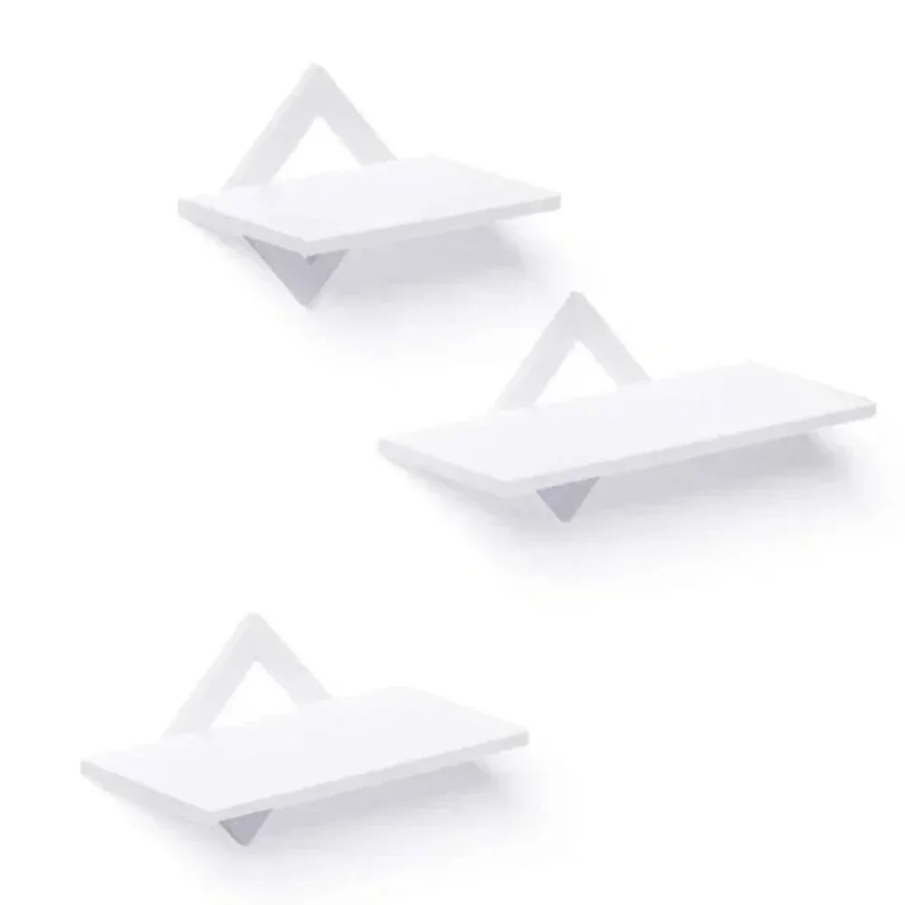 Wall Shelves Set of 3, Wall Mounted Shelves - White